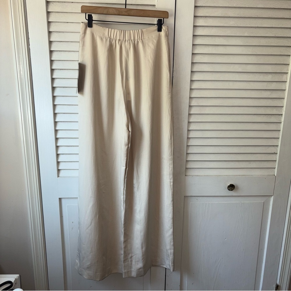 NWT Tuckernuck Pomander Place Cava Pleated Wide Leg Pants Tan Women’s M Preppy - Picture 3 of 5